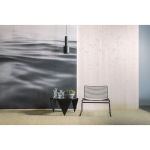 "A large acoustic wall mural with a black and white photo of water