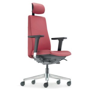 The Hugo Highback office chair, upholstered in a raspberry red fabric