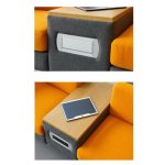 Close-up views of the H5140 sofa's integrated charging console