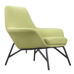 Helios H5180 lounge chair upholstered in a light green fabric, shown from a three-quarter angle