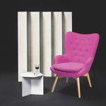 Bright pink Royal H5202 tufted armchair with background