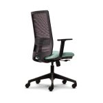 Three-quarter view of the Surface Mid Back Chair (LS), featuring a mint green seat and a black mesh back