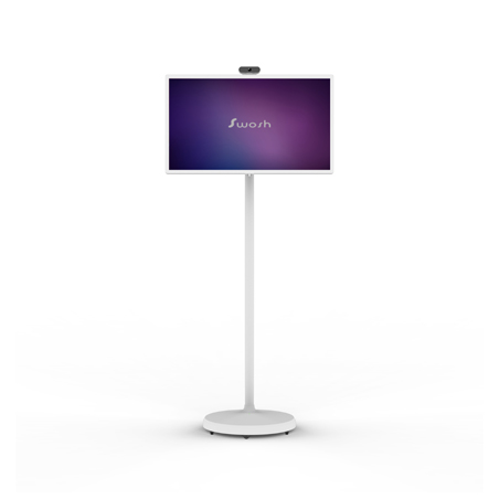 The SwoshBuD 32-inch touchscreen display shown in a horizontal, landscape orientation
